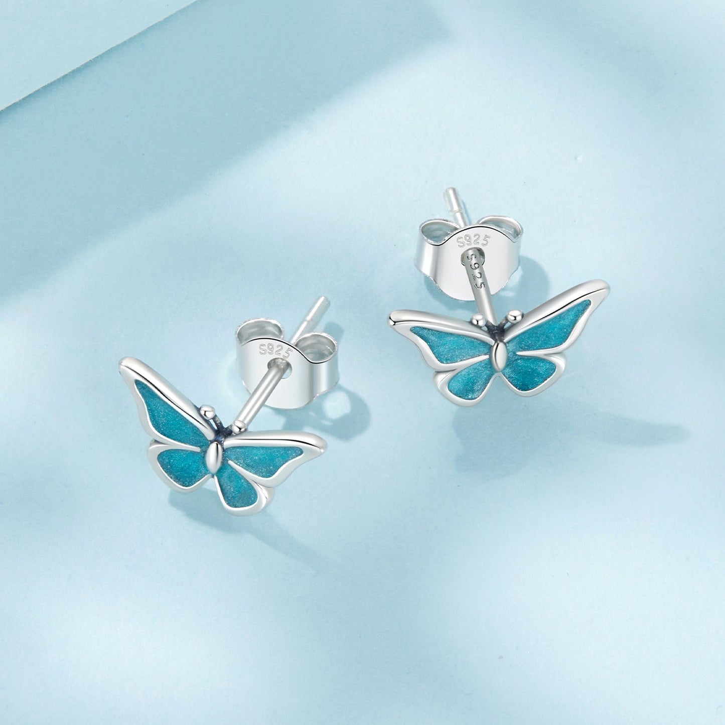 925 Sterling Silver Enamel Oxidized Earrings Size 0.7*1.1cm for Women