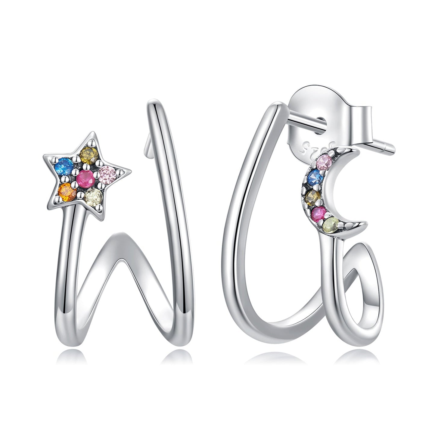 925 Sterling Silver Earrings with Pavé Setting CZ, 1.3*0.9cm, for Women