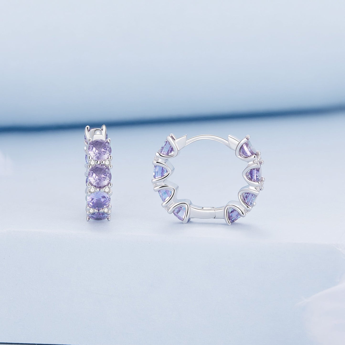 925 Sterling Silver Earrings with Pavé Setting and Plated Platinum for Women