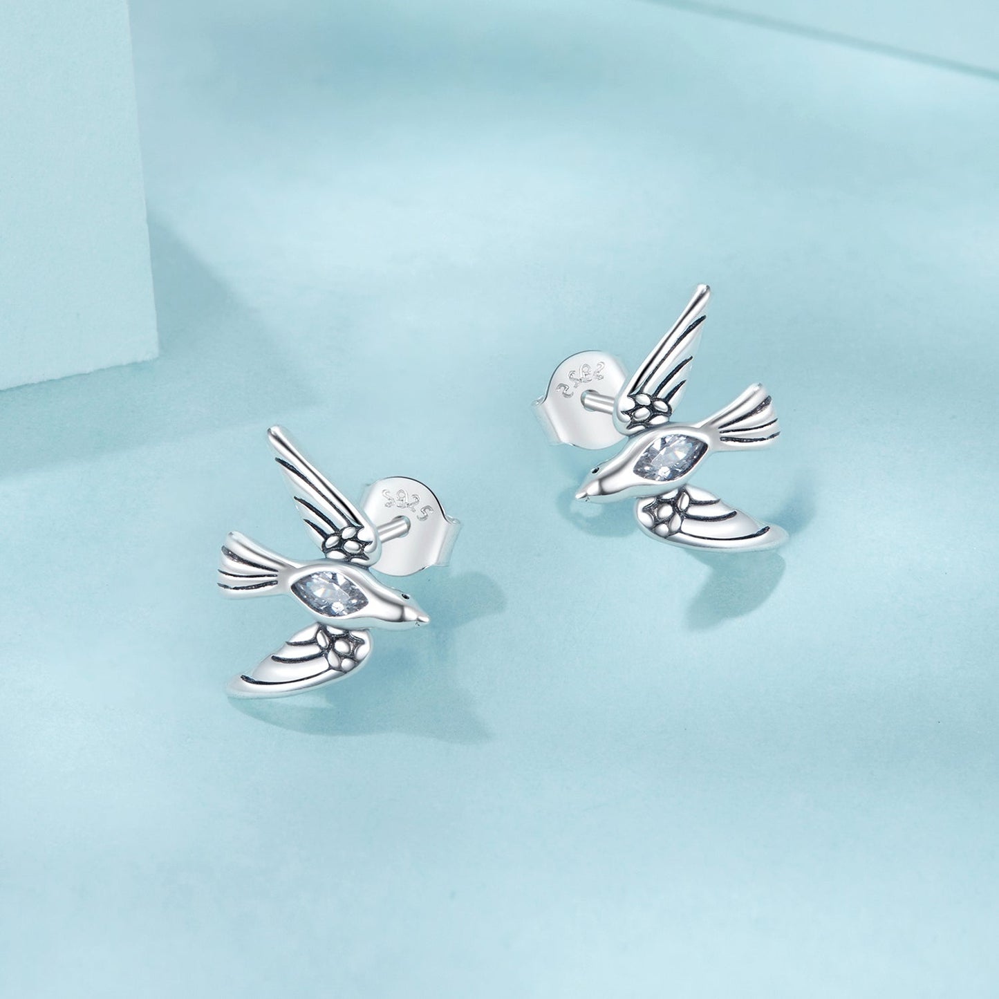 925 Sterling Silver Oxidized CZ Earrings for Women