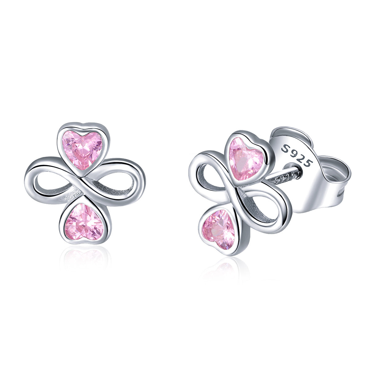 925 Sterling Silver Platinum Plated Pavé Setting CZ Earrings