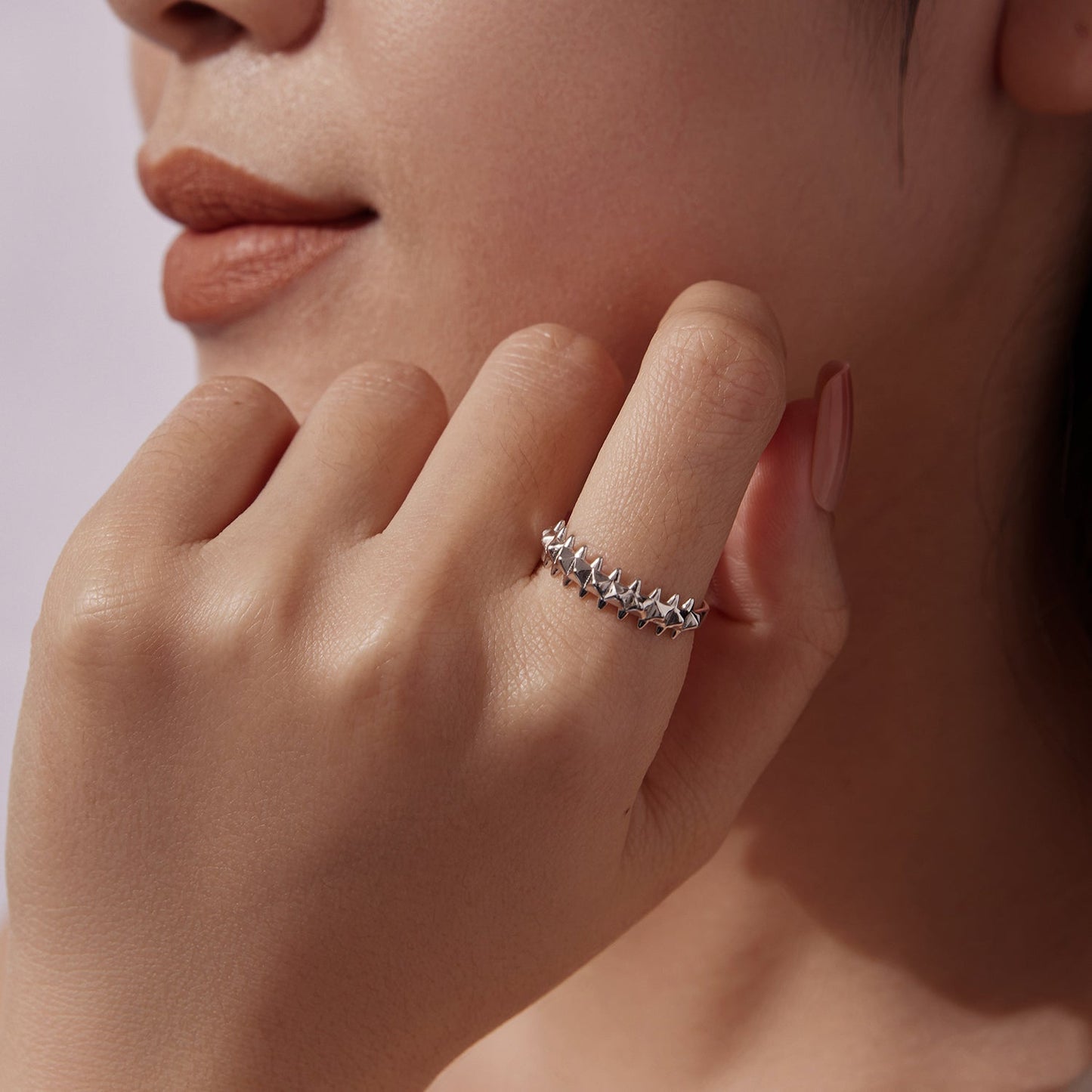925 Sterling Silver + Plated White Gold 0.24cm Ring for Women