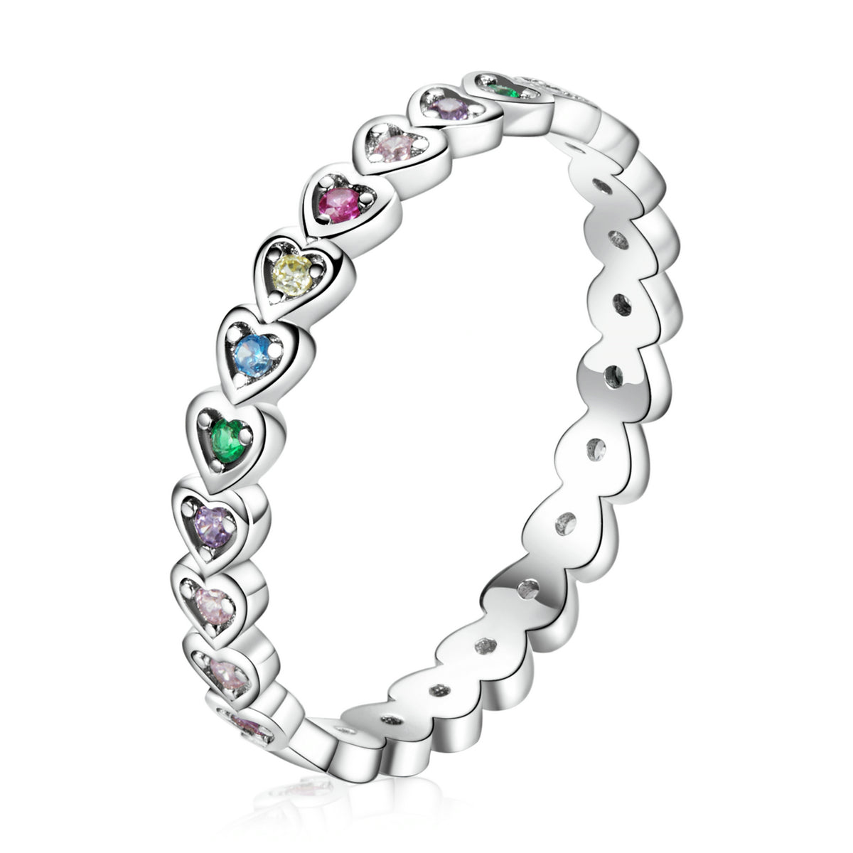 925 Sterling Silver & Platinum Plated 0.29cm CZ Ring for Women Size 6.0