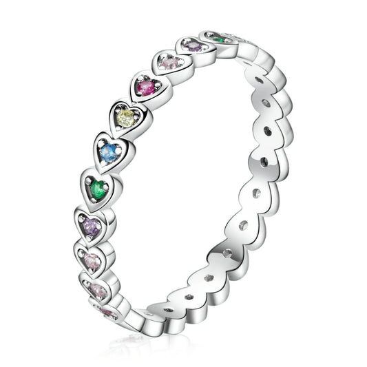 925 Sterling Silver & Platinum Plated 0.29cm CZ Ring for Women Size 6.0