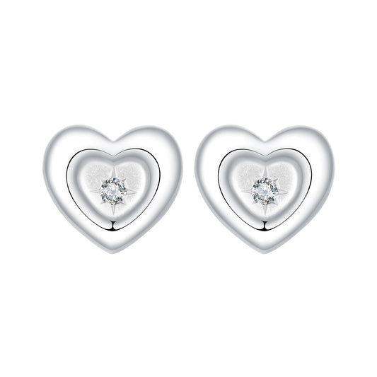 925 Sterling Silver White Gold Plated CZ Earrings