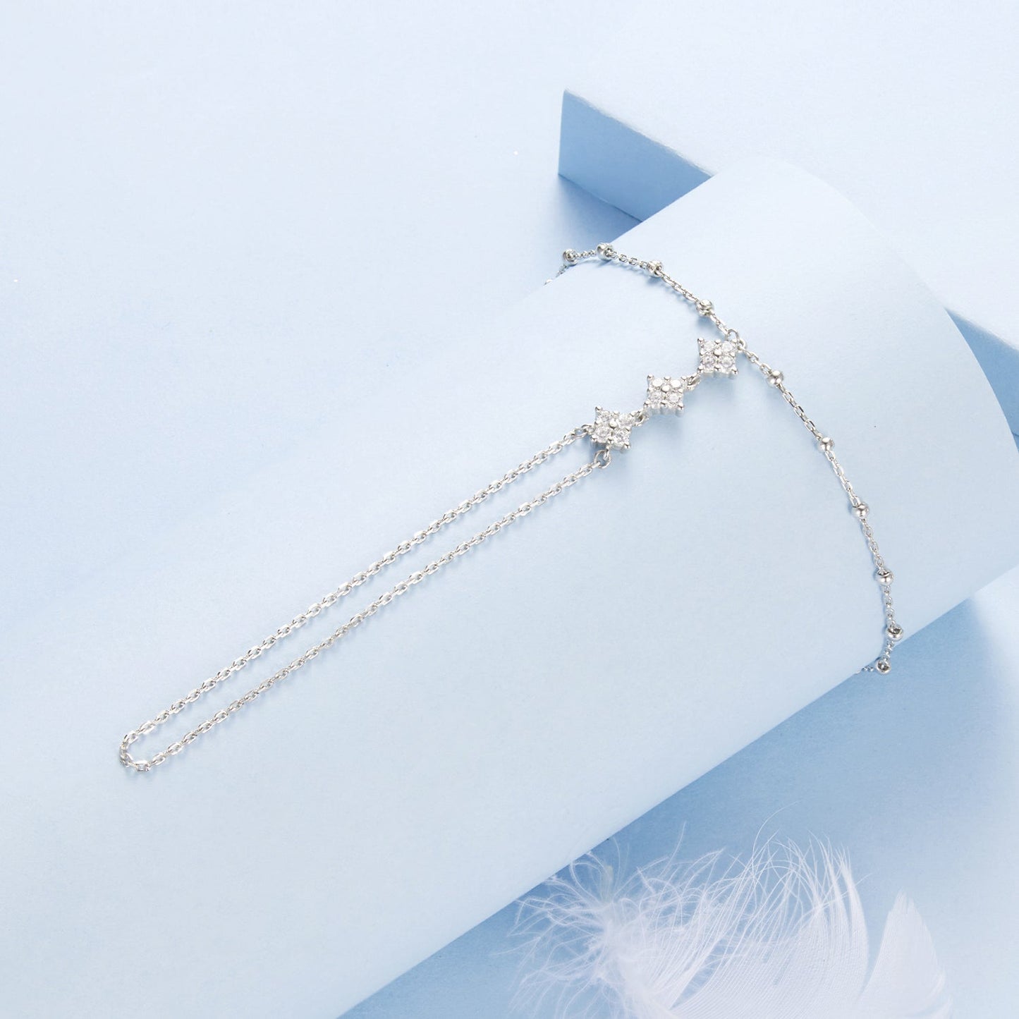 925 Sterling Silver 15+6cm White Gold Plated Pavé Setting CZ Bracelets