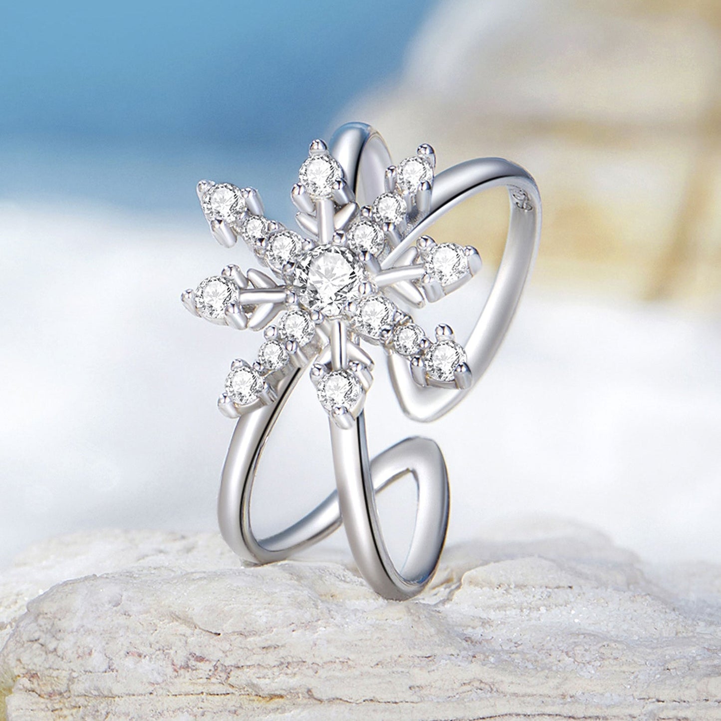925 Sterling Silver Platinum Plated Pavé Set CZ Ring for Women