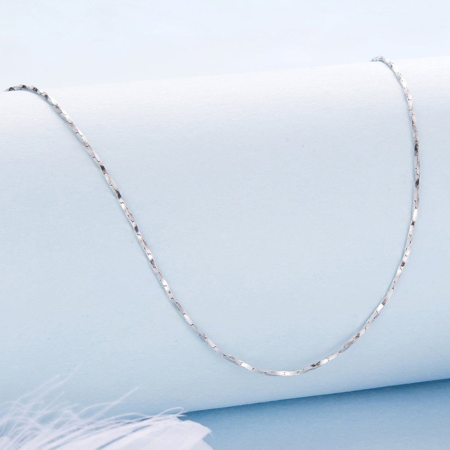 925 Sterling Silver White Gold Plated Necklace 40+5cm for Women