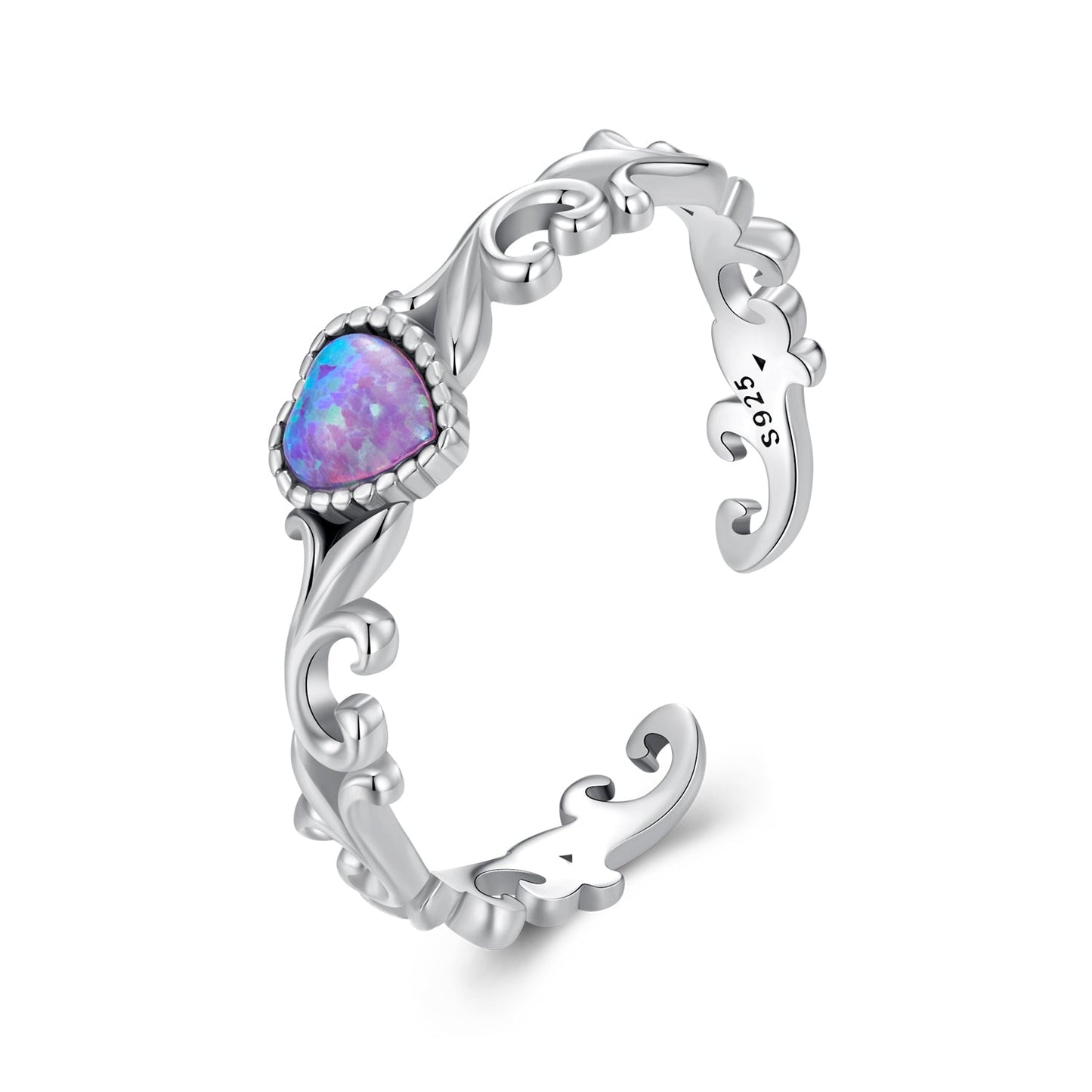 925 Sterling Silver Opal Pendant Ring for Women