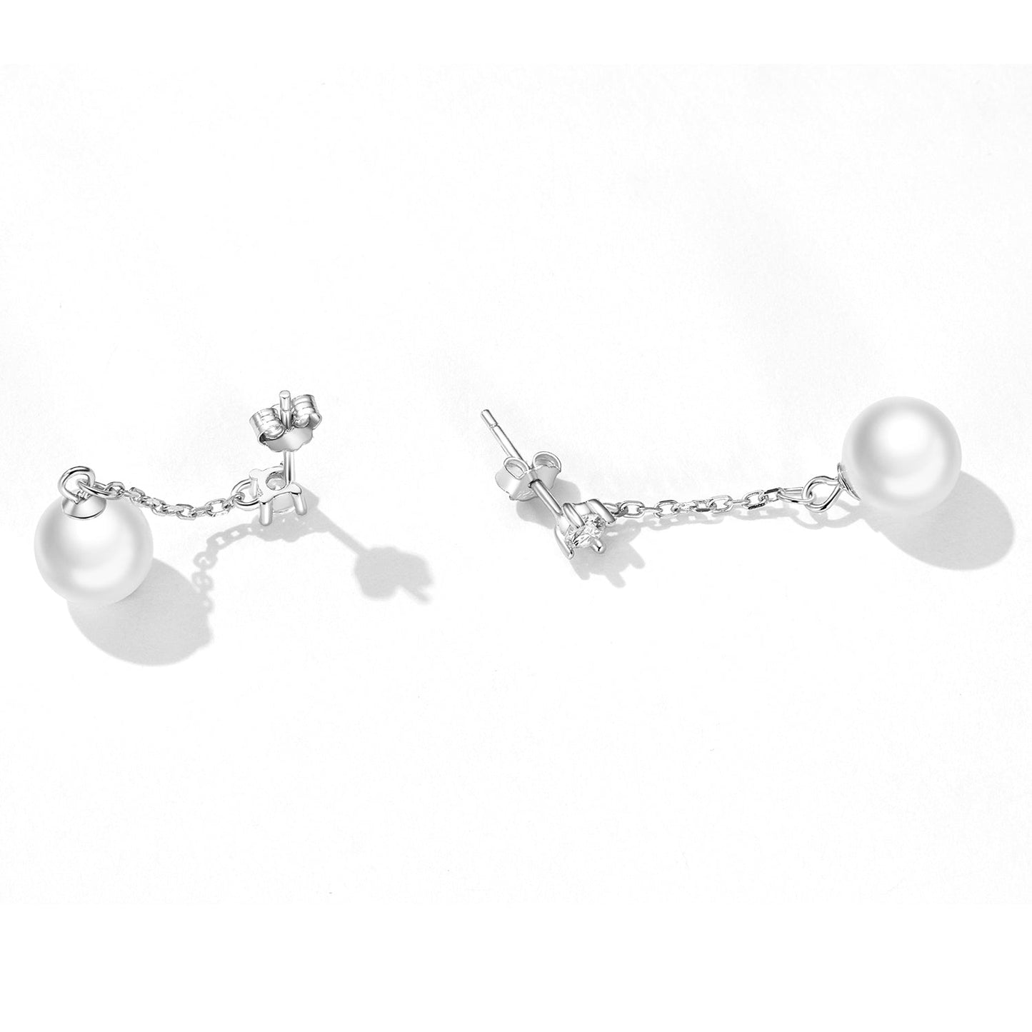 925 Sterling Silver Earrings with Pavé Setting CZ & Quality Shell Pearl
