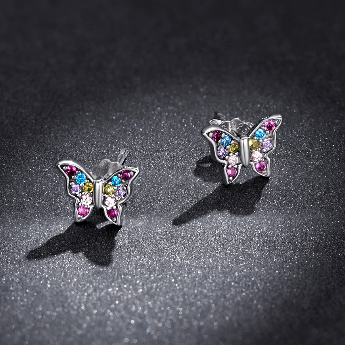 925 Sterling Silver Earrings with Pavé Setting CZ and Oxidized Silver