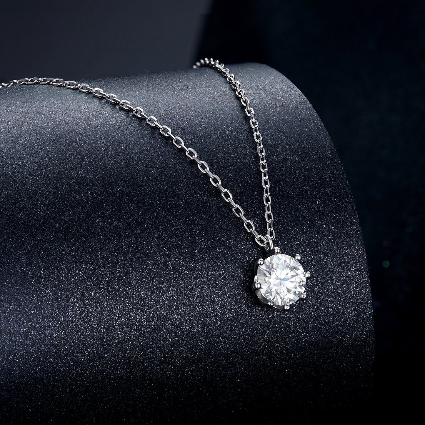 925 Sterling Silver Plated Platinum Moissanite Necklace 39+5cm for Women