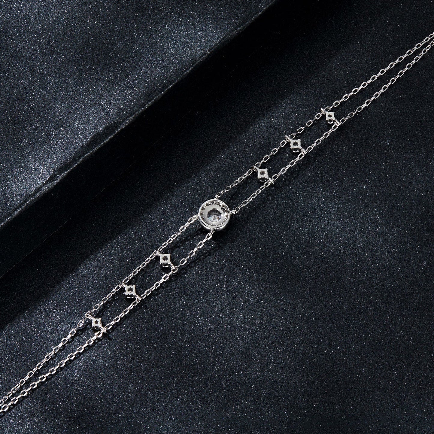 925 Sterling Silver 5.0mm Moissanite Bracelet with CZ and White Gold Plating for Women
