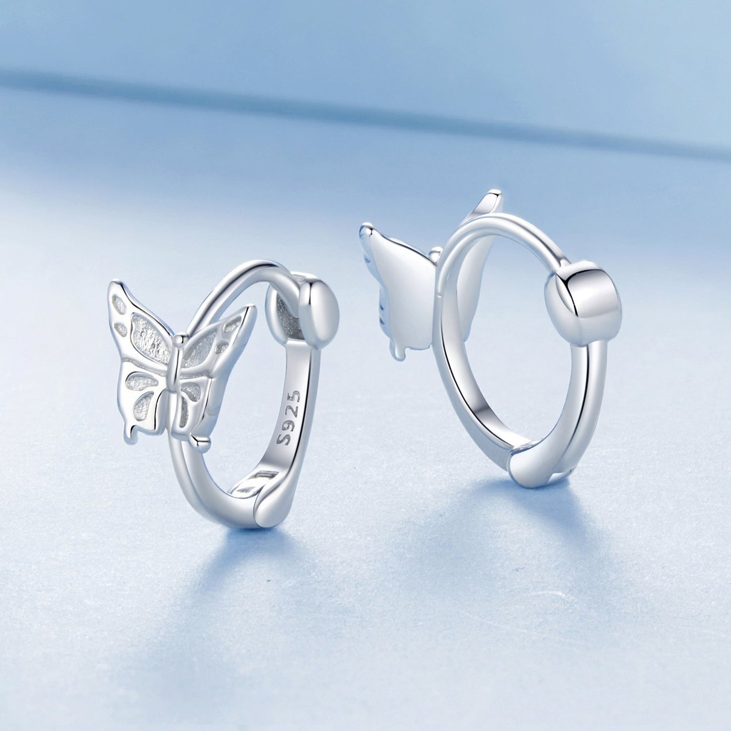925 Sterling Silver Earrings with White Gold Plating, 1.1x0.7 cm, for Women