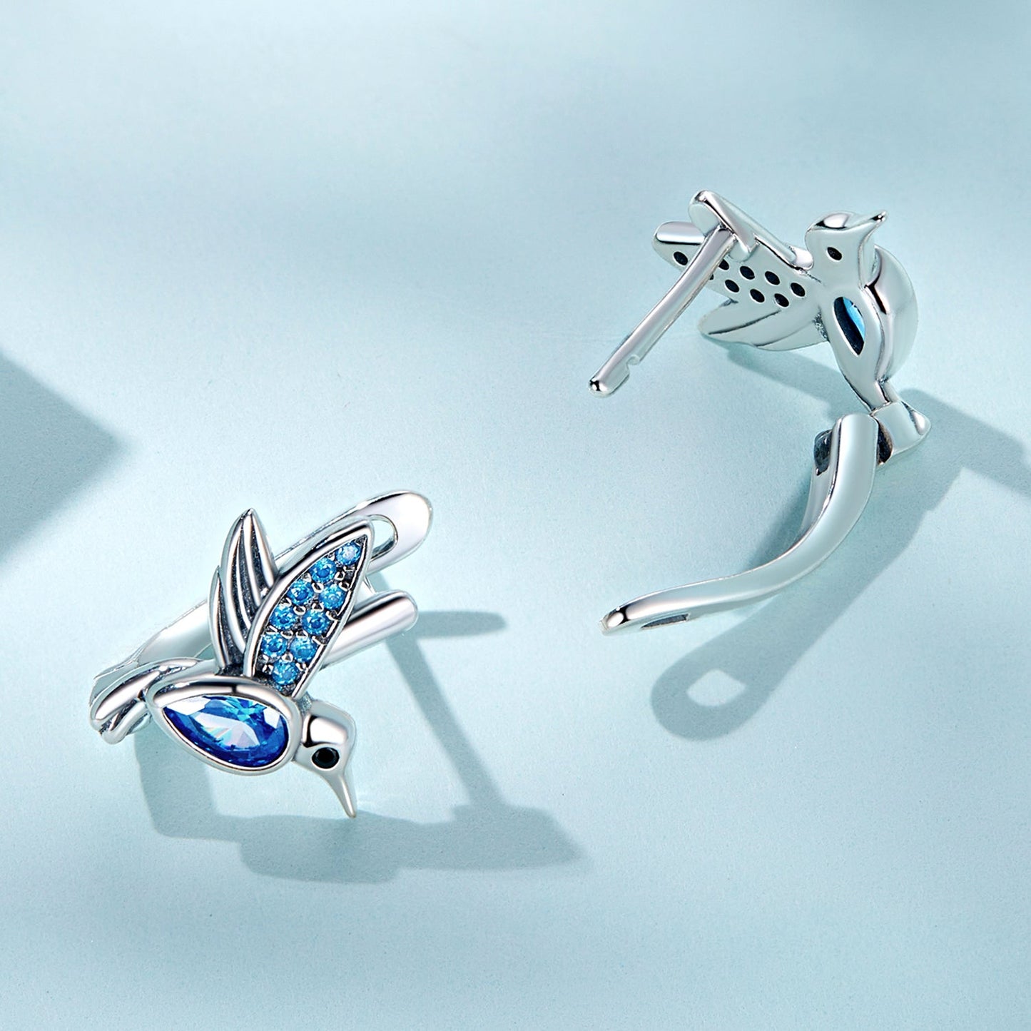 925 Sterling Silver Earrings with Pavé Setting and Oxidized Finish for Women