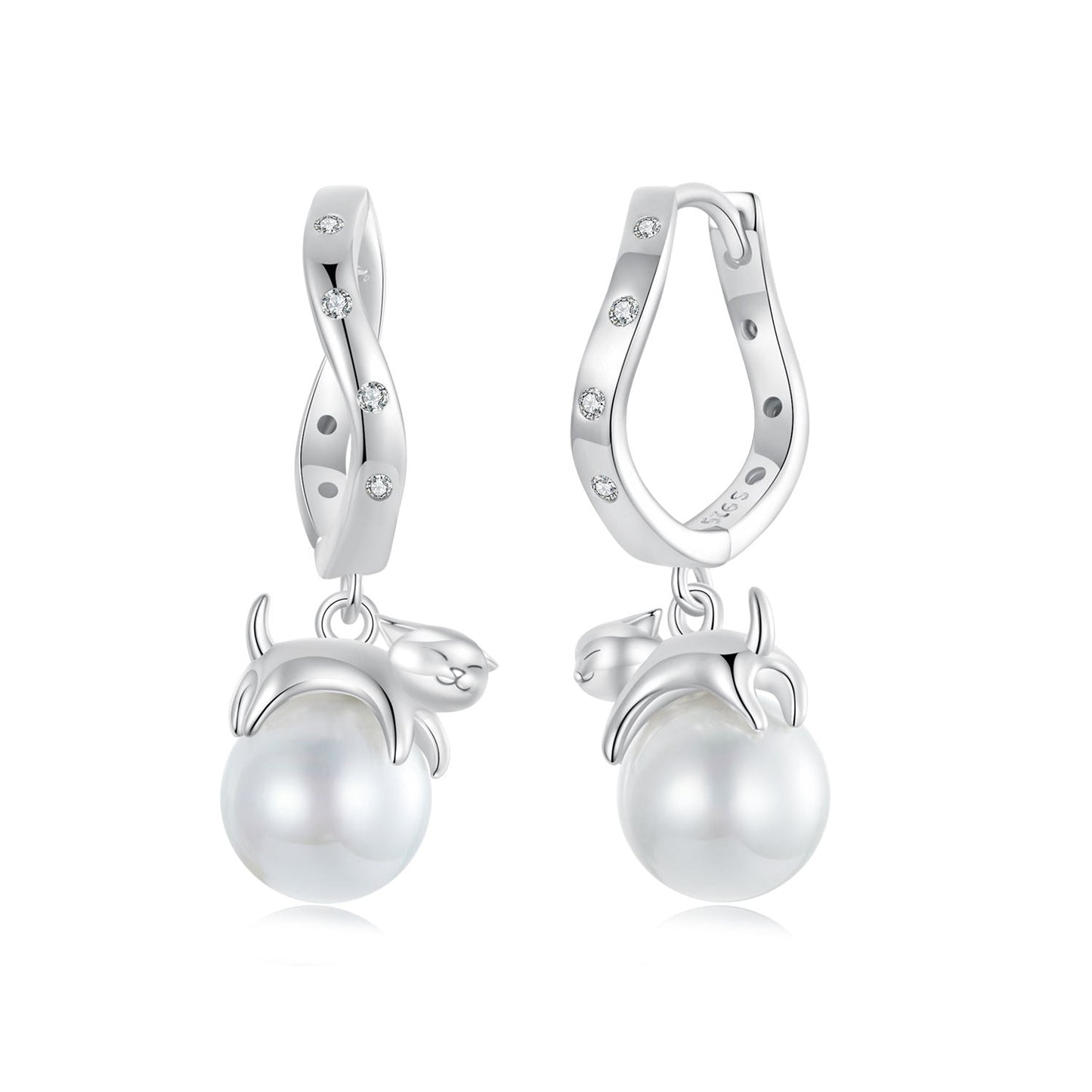 925 Sterling Silver Earrings with Quality Shell Pearl and CZ for Women