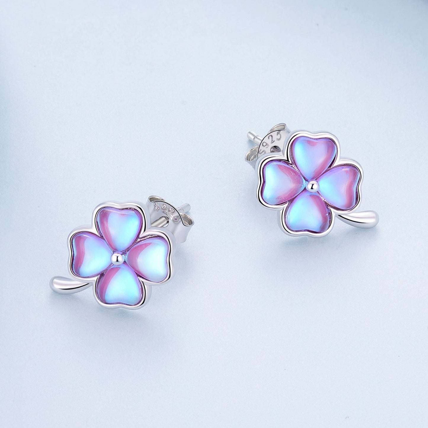 925 Sterling Silver Transparent Glass Earrings for Women