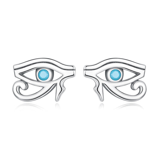 925 Sterling Silver Turquoise Earrings, 0.6*0.9cm, Oxidized Silver Finish for Women