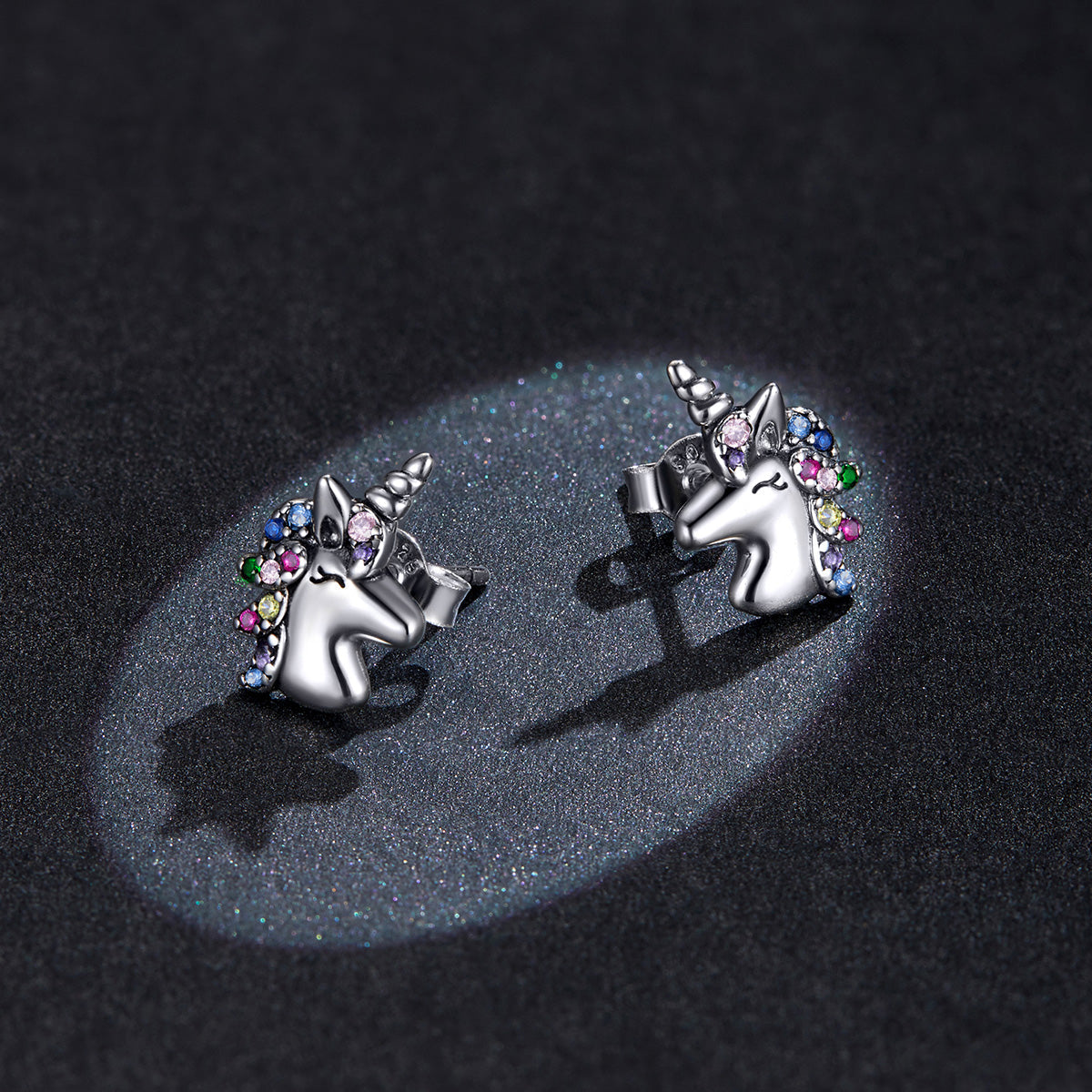 925 Sterling Silver Earrings with Pavé Setting CZ, Oxidized, 1.4x0.9cm for Women