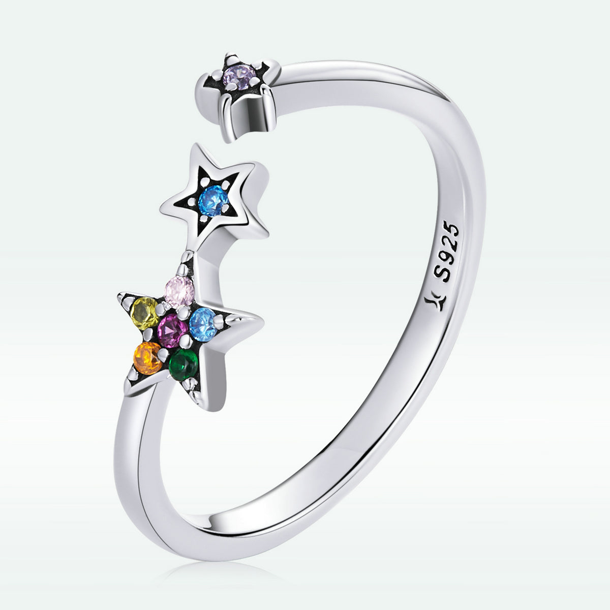 925 Sterling Silver Oxidized Pavé Setting CZ Ring