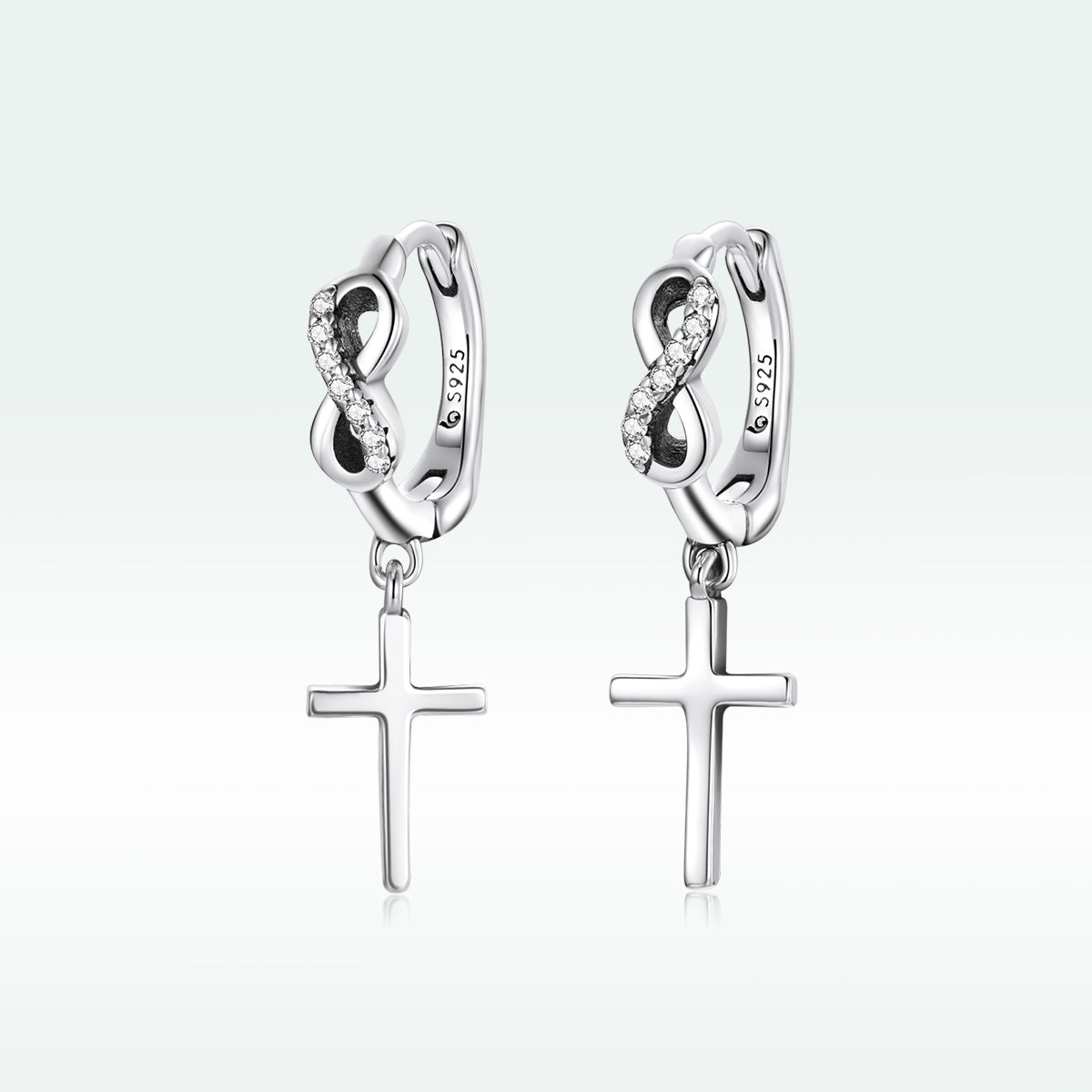 925 Sterling Silver Earrings with Pavé Setting CZ in Oxidized Finish