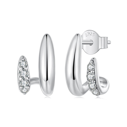 925 Sterling Silver Earrings with Pavé Setting CZ
