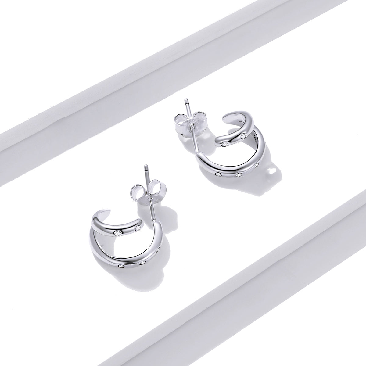 925 Sterling Silver Earrings with Pavé Setting CZ