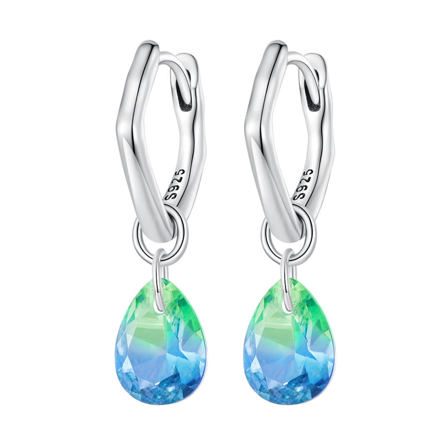 S925 Sterling Silver Oxidized Earrings with Transparent Glass & Main Stone for Women