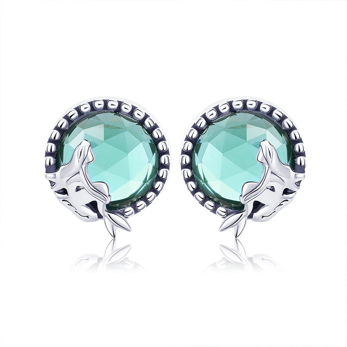 S925 Oxidized Silver Transparent Glass Earrings for Women