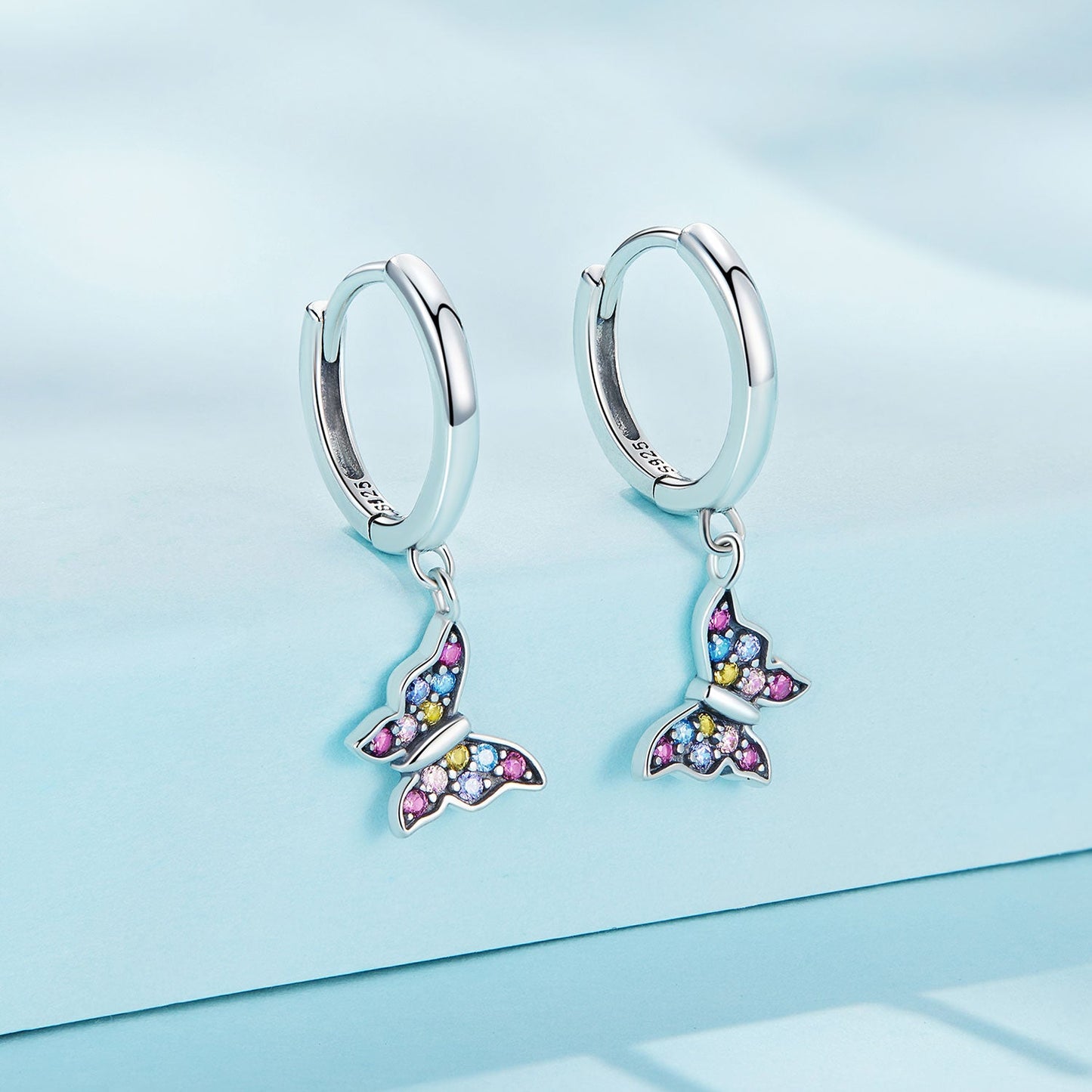 925 Sterling Silver Earrings with Pavé Setting CZ, 2.3*0.95cm, for Women