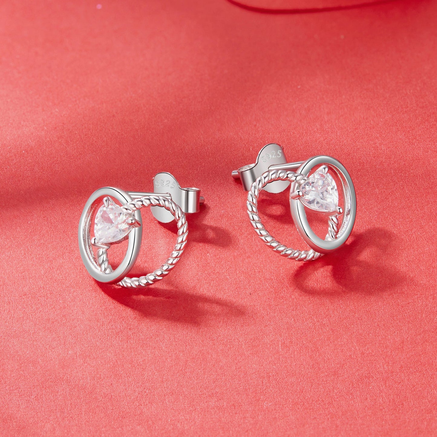 925 Sterling Silver White Gold Plated Pavé Setting CZ Earrings