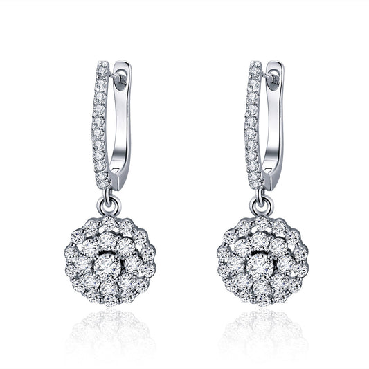 925 Sterling Silver Plated Platinum Pavé Setting CZ Earrings