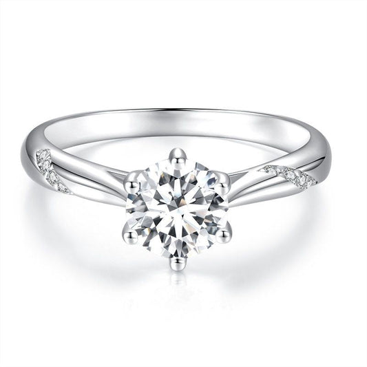 925 Sterling Silver Moissanite & Zircon Ring Size 5