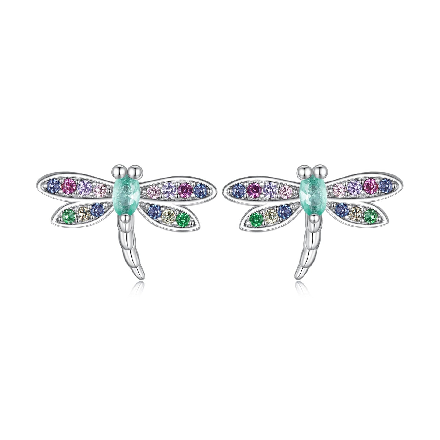 925 Sterling Silver Earrings with Pavé CZ and Transparent Glass