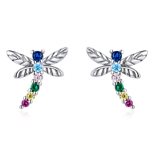 925 Sterling Silver Earrings with Pavé Setting CZ in Oxidized Silver