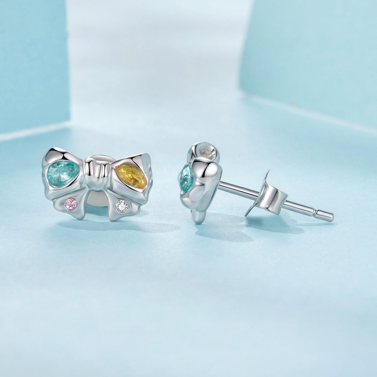 925 Sterling Silver Earrings with Transparent Glass and CZ for Women