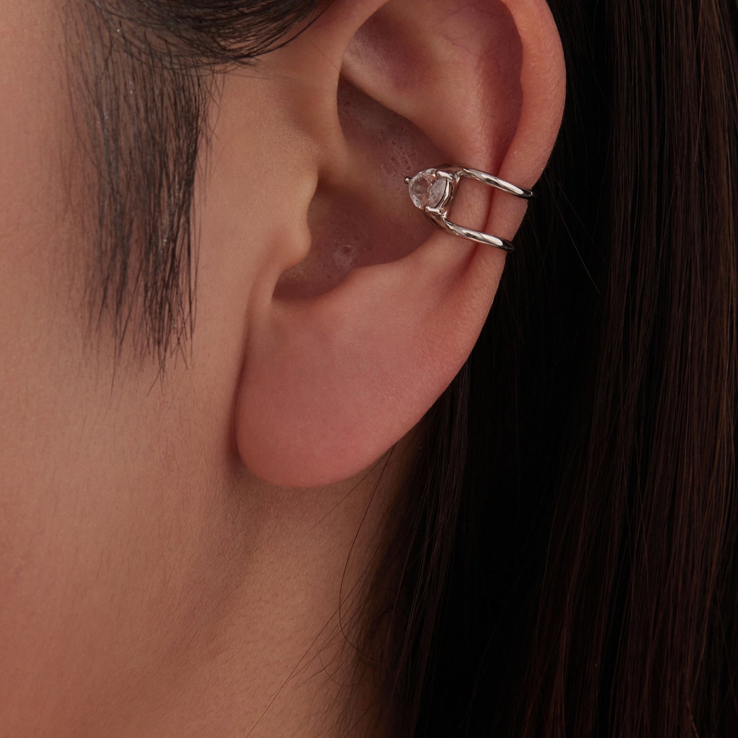 925 Sterling Silver Hoop Earrings with Pavé Setting CZ in White Gold