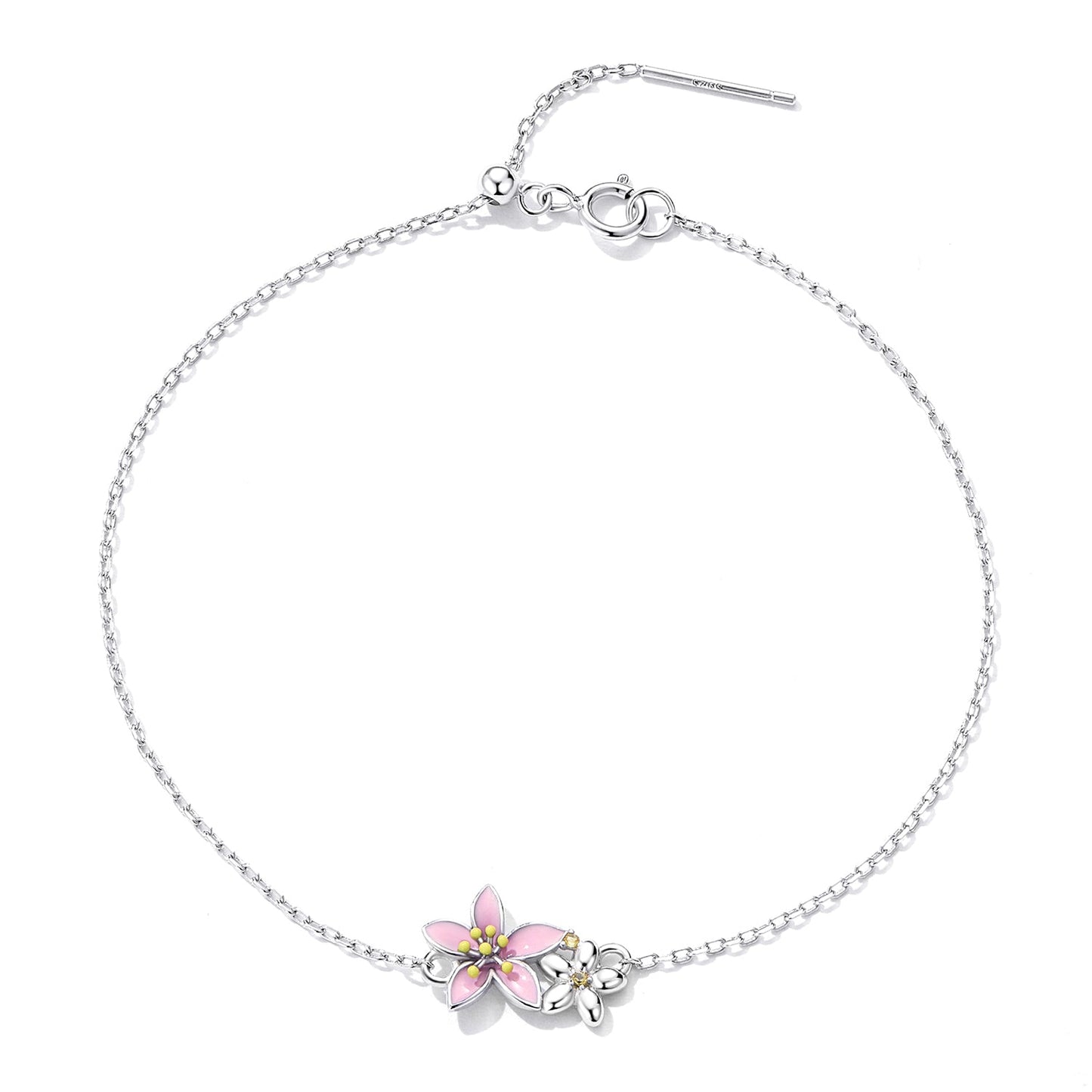 S925 Sterling Silver Adjustable Flower Bracelet for Women
