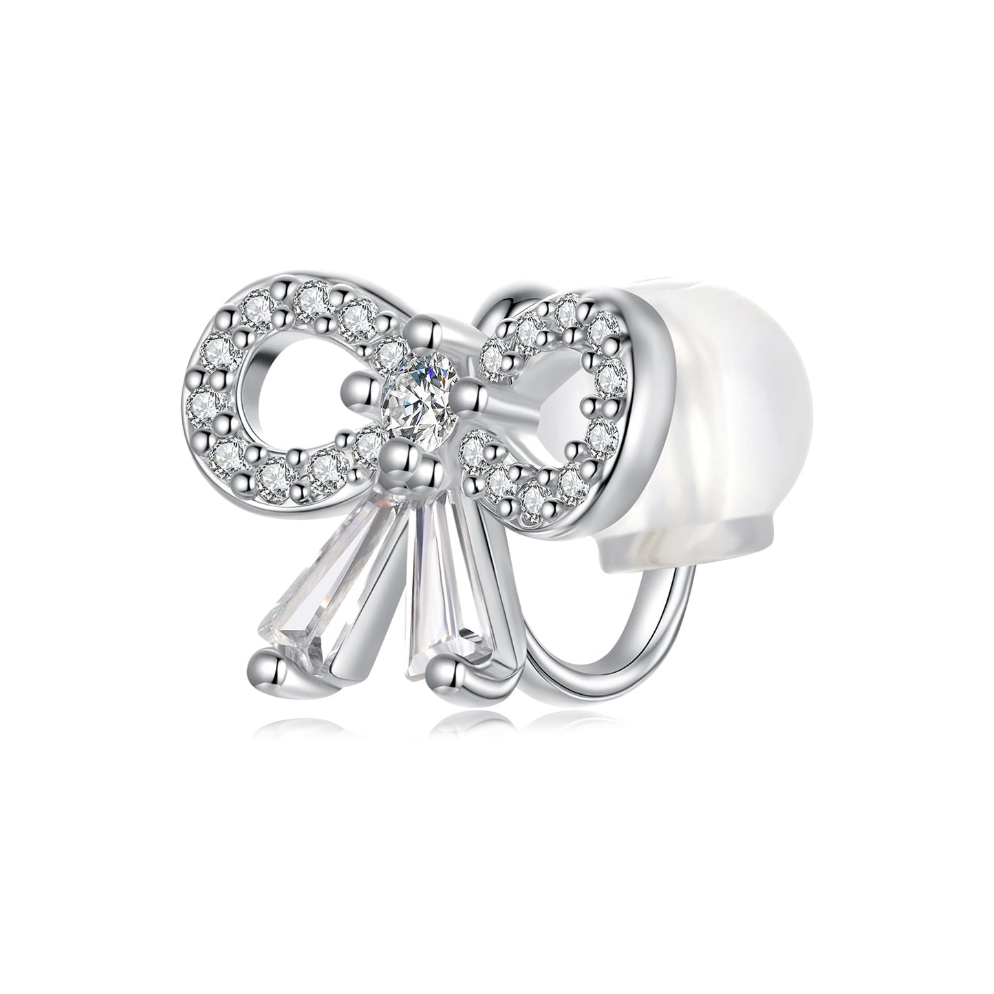 925 Sterling Silver Earrings with White Gold Plating, 0.9x1.2cm for Women