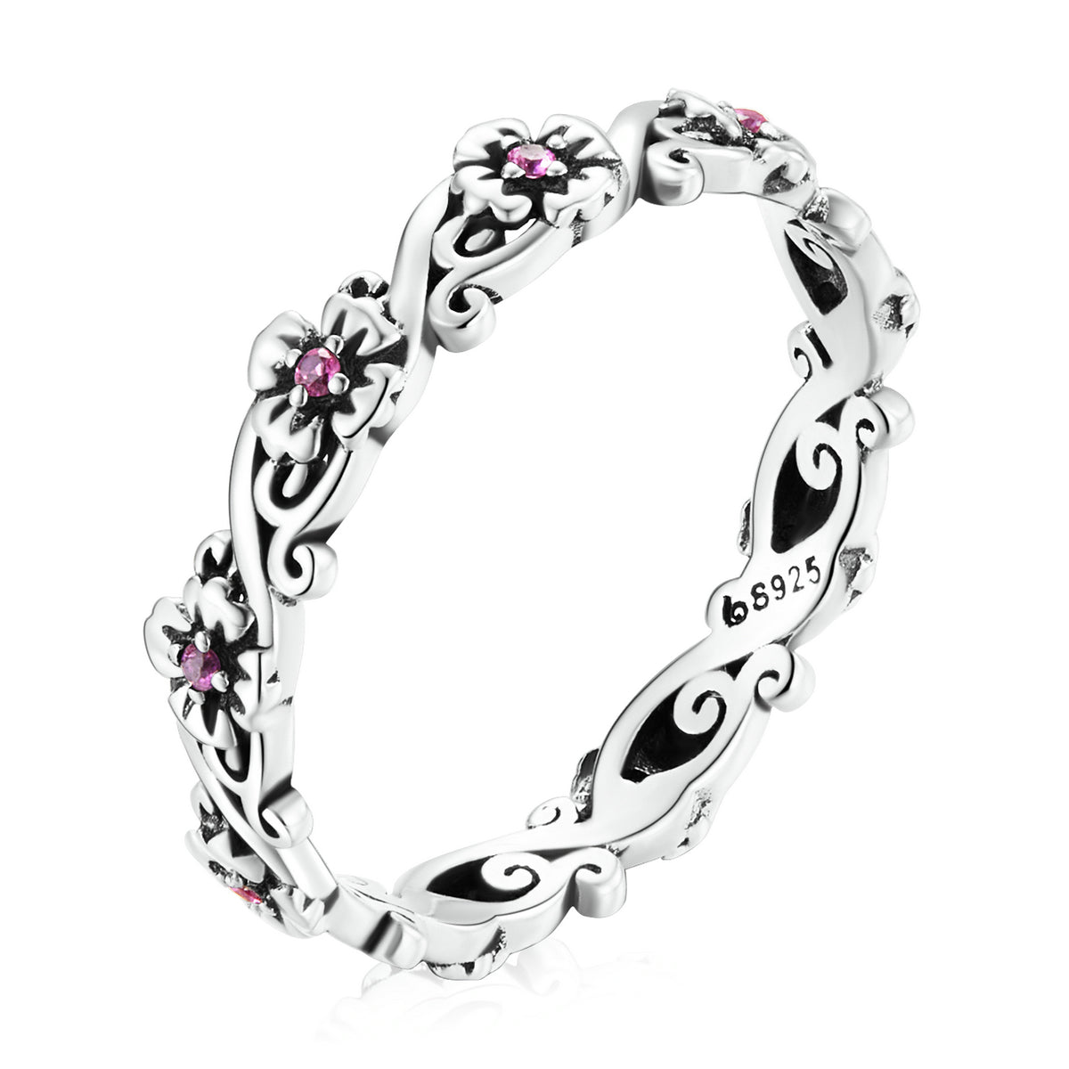 925 Sterling Silver Oxidized CZ Pavé Ring Size 6 for Women
