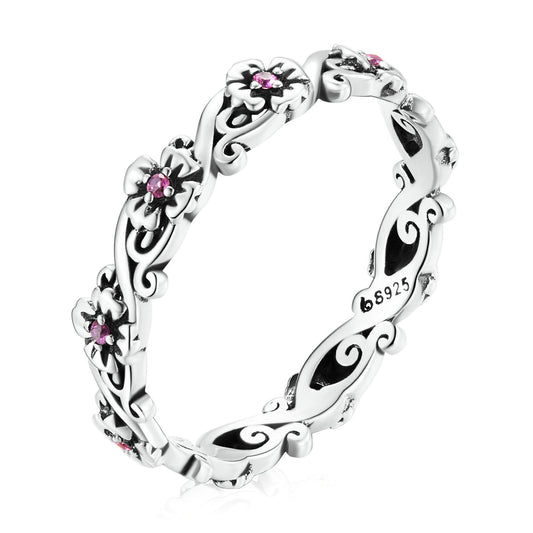 925 Sterling Silver Oxidized CZ Pavé Ring Size 6 for Women