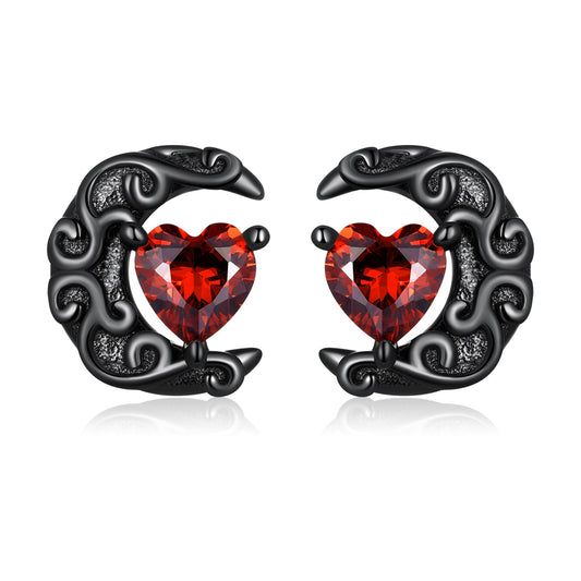 925 Sterling Silver Earrings with Pavé Setting CZ in Black Gold Plating