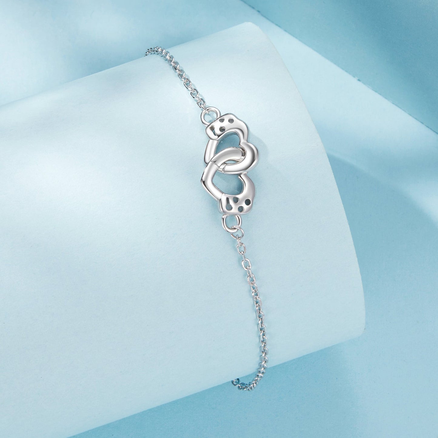 925 Sterling Silver White Gold Plated Chain Bracelet for Women