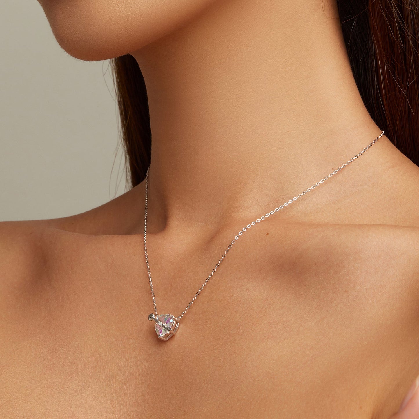 S925 Sterling Silver Adjustable Necklace with CZ Pendant for Women