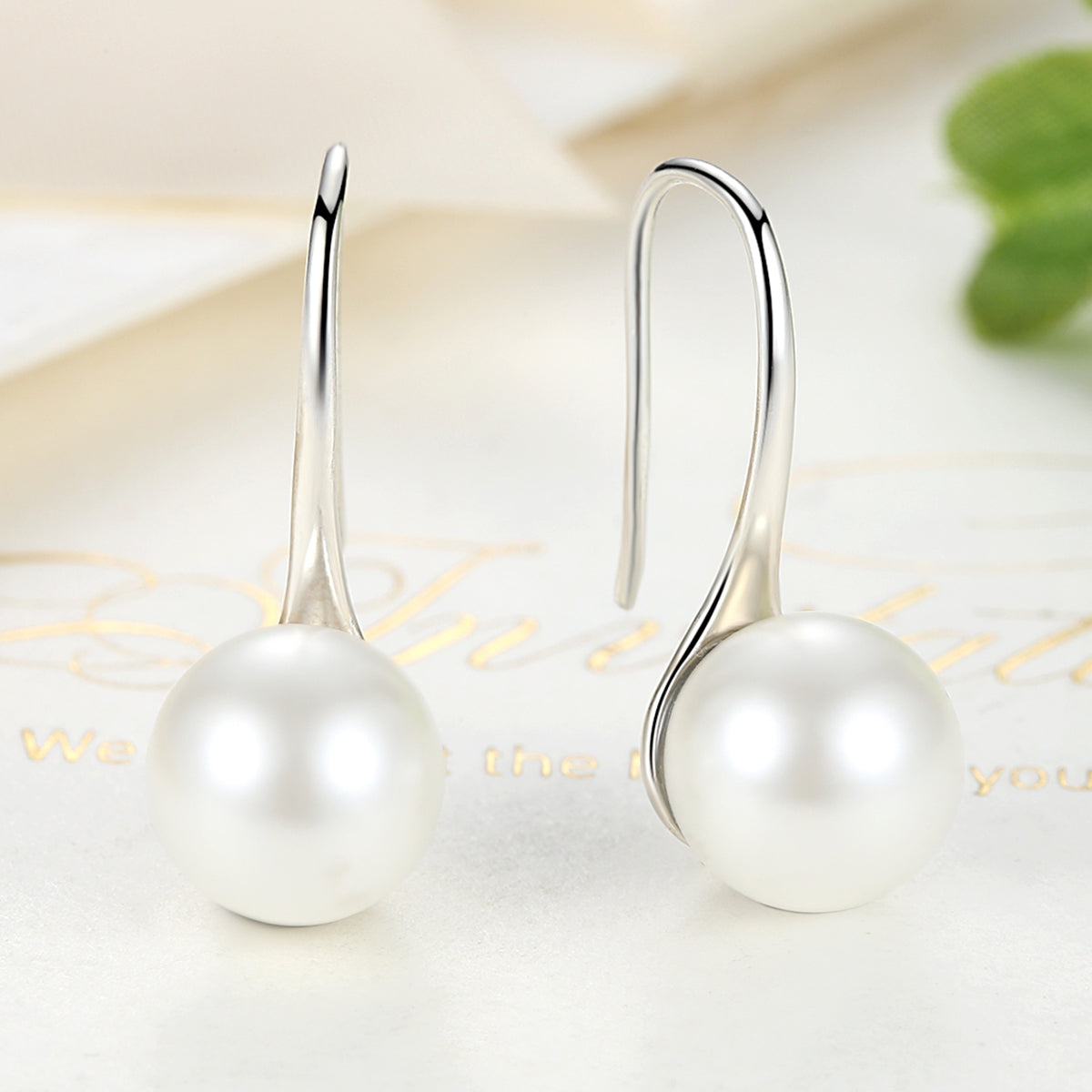 925 Sterling Silver Genuine Shell Pearl Earrings for Women