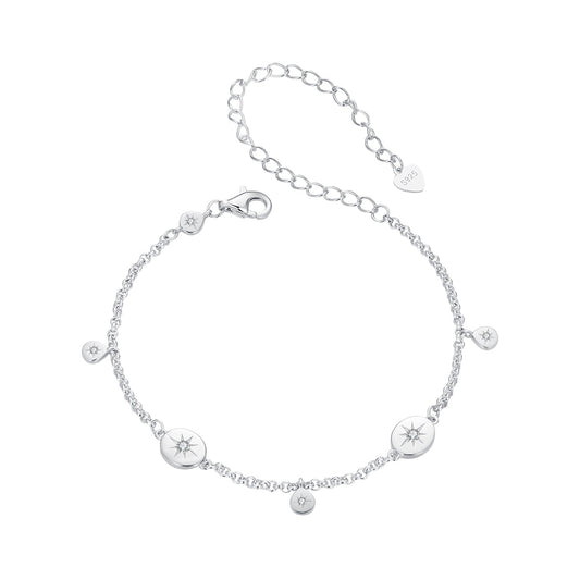 925 Sterling Silver & Plated White Gold CZ Bracelet