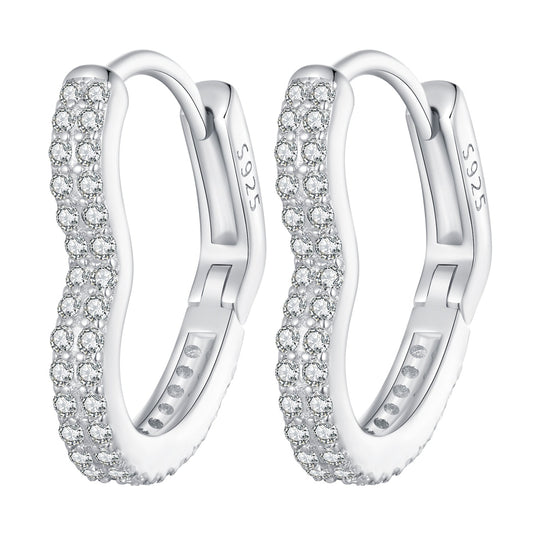 925 Sterling Silver Earrings with Cubic Zirconia in Platinum Finish
