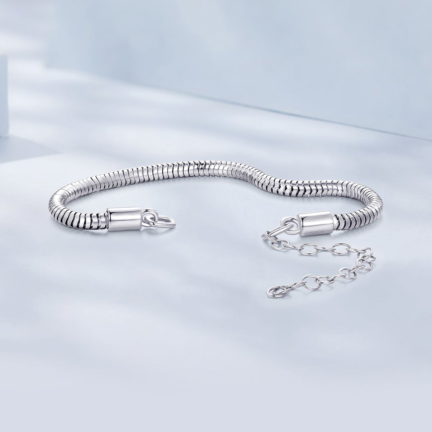 925 Sterling Silver Plated Platinum 140mm Chain Thickness 3mm Bracelet for Women
