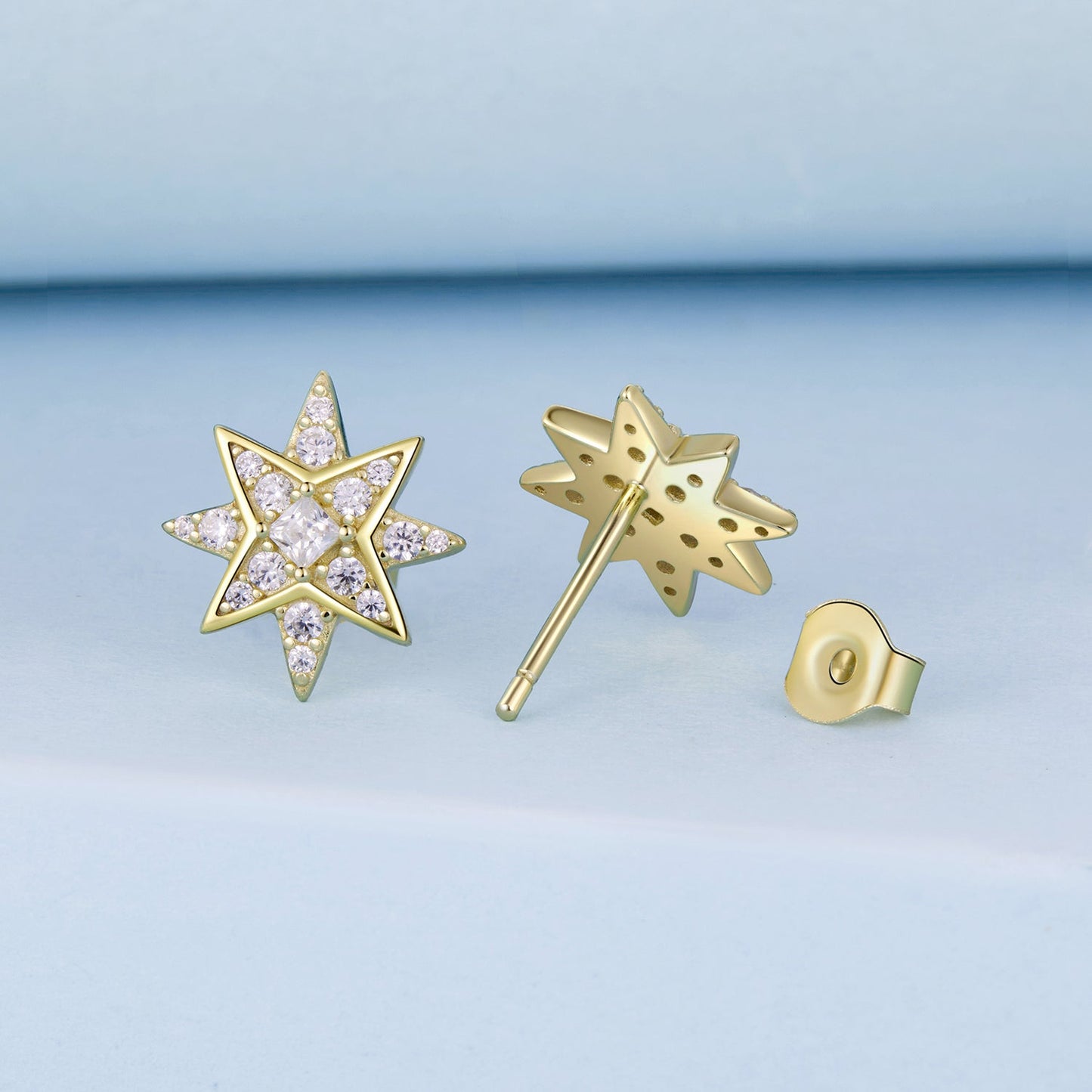 925 Sterling Silver Pavé Setting Gold Plated Earrings