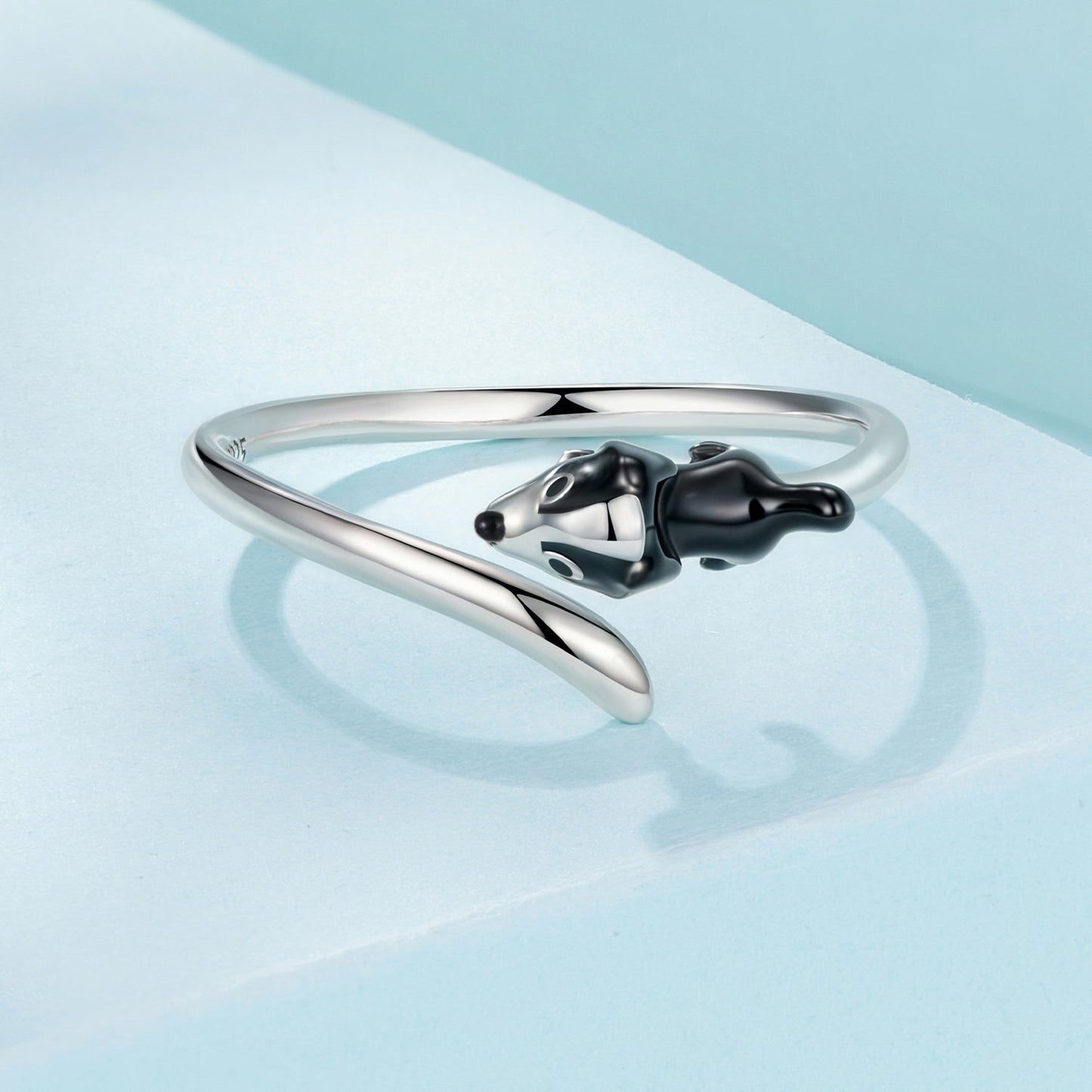 925 Sterling Silver Enamel Oxidized Silver Ring for Dogs